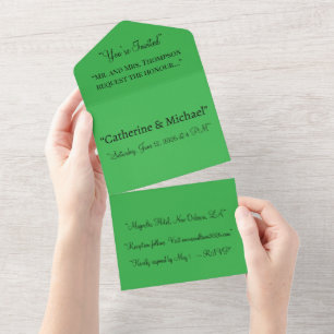 Green All In One Wedding Invitation – Bold