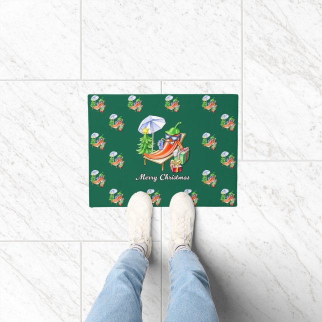 Green All-Over-Print Merry Christmas Pepper Doormat (Indoor)