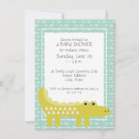 Green Alligator Baby Boy Shower Invitations