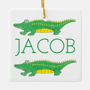 Green Alligator Croc Crocodile Gator Animal Ceramic Ornament