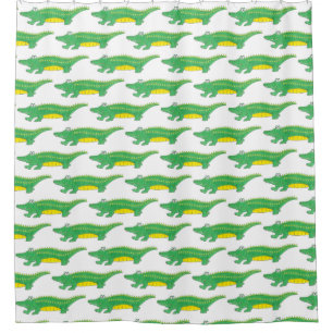 Green Alligator Croc Crocodile Gator Animal Shower Curtain