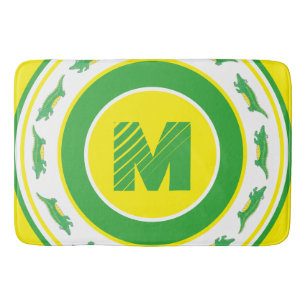 Green Alligator Croc Crocodile Gator Initial Bath Mat