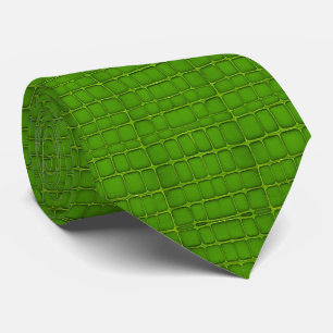 Green Alligator Crocodile Dragon Snake Leather Tie