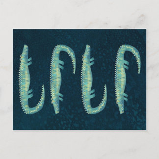 Green Alligator Distressed Gator Graphic Announcement Postcard