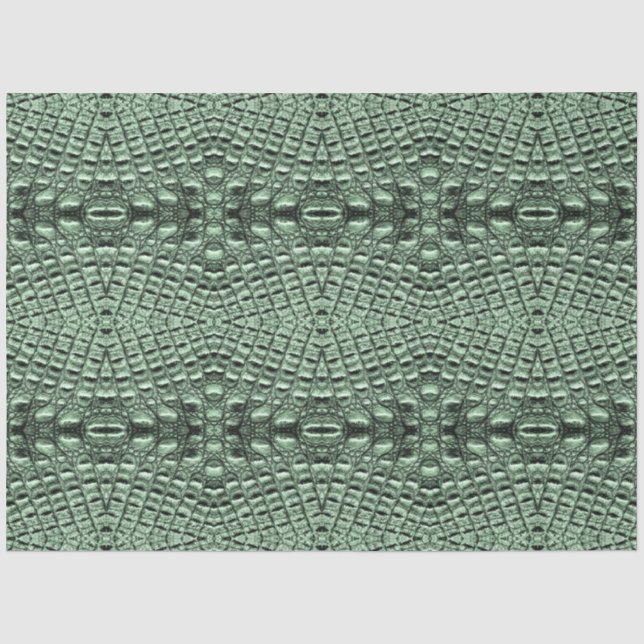 Green Alligator Leather Scales Intricate Pattern Tissue Paper (Front)