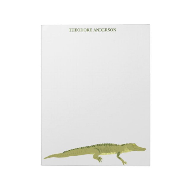 Green Alligator Personalised Writing Paper Notepad (Rotated)