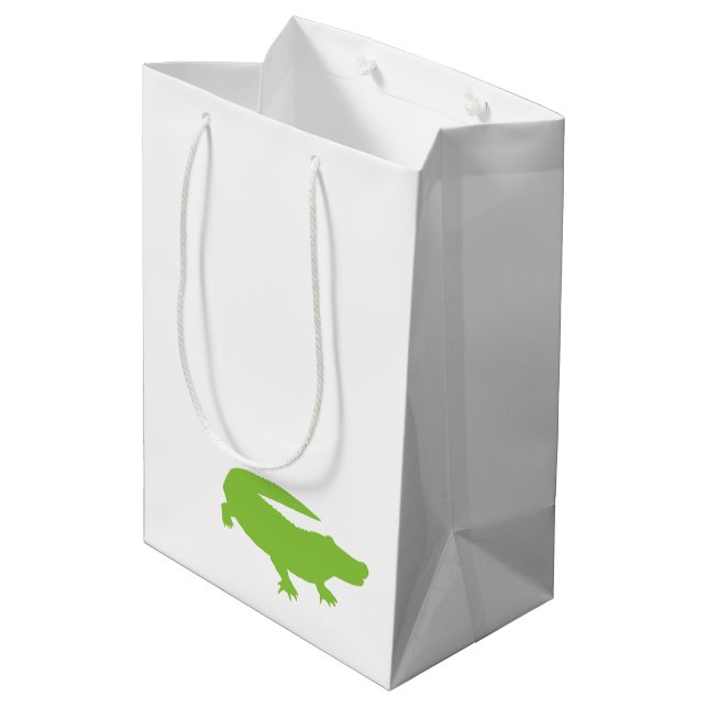Green Alligator Preppy Designer Southern Fun Medium Gift Bag (Back Angled)