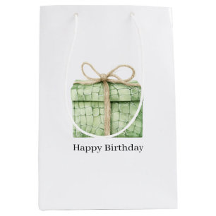 Green Alligator Print Birthday Medium Gift Bag