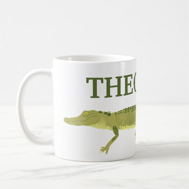 Green Alligator Realistic Graphic Personalised Coffee Mug (Left)