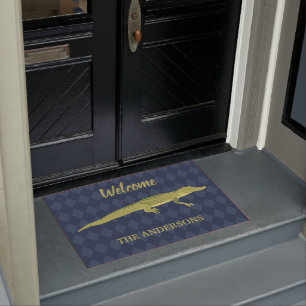 Green Alligator Realistic Graphic Personalised Doormat
