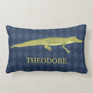 Green Alligator Realistic Graphic Personalised Lumbar Cushion