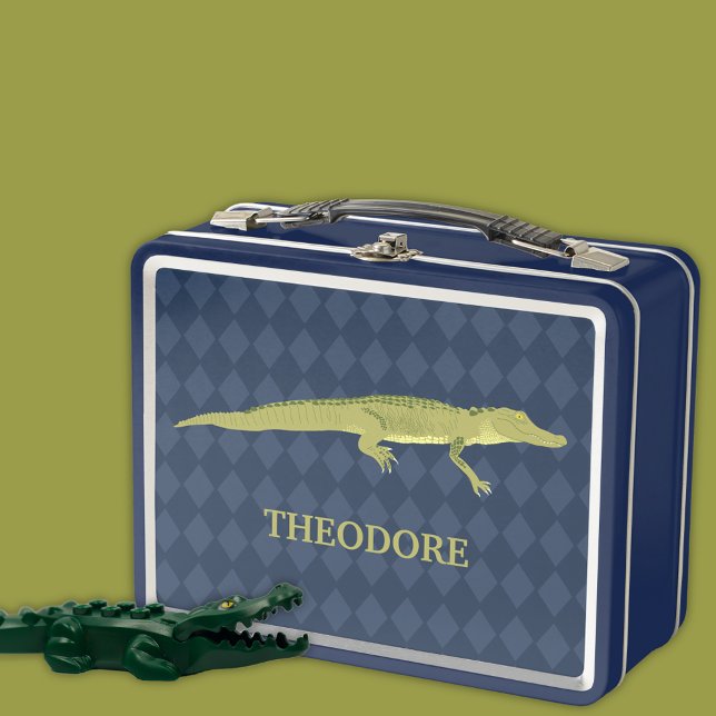 Green Alligator Realistic Graphic Personalised Metal Lunch Box (Creator Uploaded)