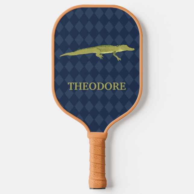 Green Alligator Realistic Graphic Personalised Pickleball Paddle (Front)