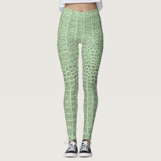 Green Alligator Skin Print Leggings & Yoga Pants