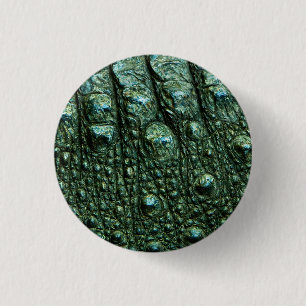 Green Alligator Skin Texture 3 Cm Round Badge
