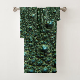 Green Alligator Skin Texture Bath Towel Set