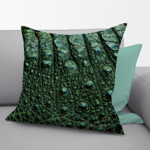 Green Alligator Skin Texture Cushion