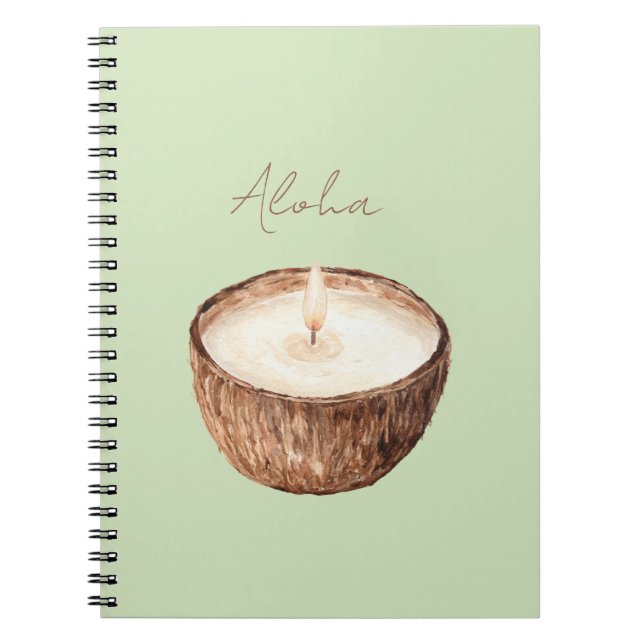 Green Aloha Coconut Candle Notebook (Front)