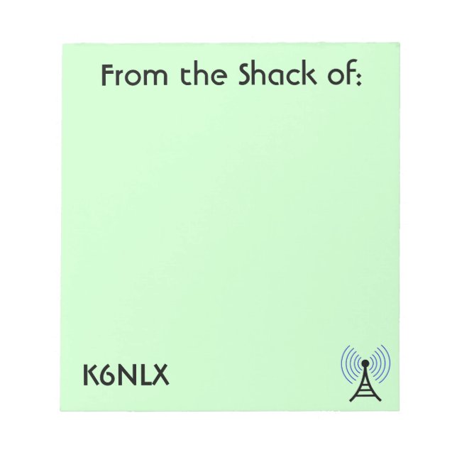 Green Amateur Radio Call Sign Notepad (Front)