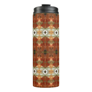 Green & Amber Ikat 11 Thermal Tumbler