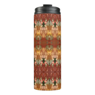 Green & Amber Ikat 3 Thermal Tumbler