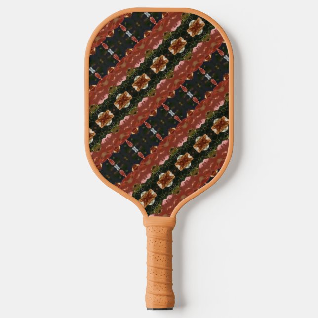 Green & Amber Ikat 6 Pickleball Paddle (Front)