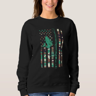 Green American Flag Fishing Pole Patriotic Rod Us Sweatshirt