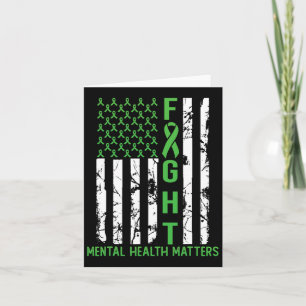Green American Flag Usa Mental Health Problems Card