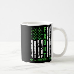Green American Flag Usa Mental Health Problems Coffee Mug