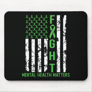 Green American Flag Usa Mental Health Problems Mouse Pad