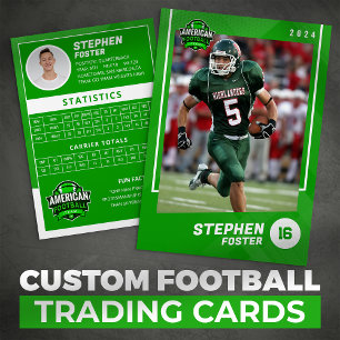 Green American Football Player Trading Card