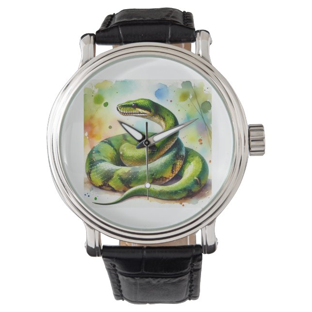Green Anaconda 111024AREF143 - Watercolor Watch (Front)