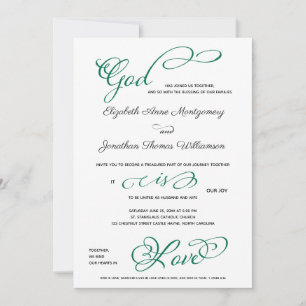Green Anchor God is Love Christian Wedding Invitation