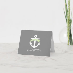 Green Anchor Nautical Baby Shower Thank You Card
