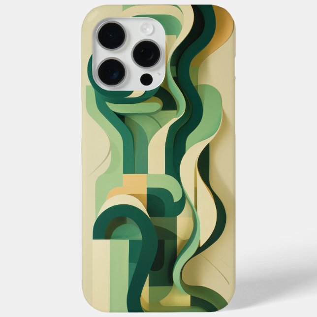 Green and beige curving forms  Case-Mate iPhone case (Back)