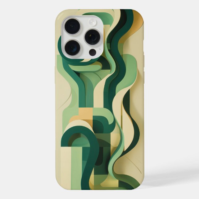 Green and beige curving forms  iPhone case (Back)