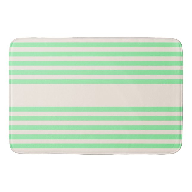 Green and beige five stripes pattern bath mat (Front)