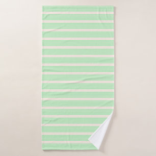 Green and beige five stripes pattern bath towel