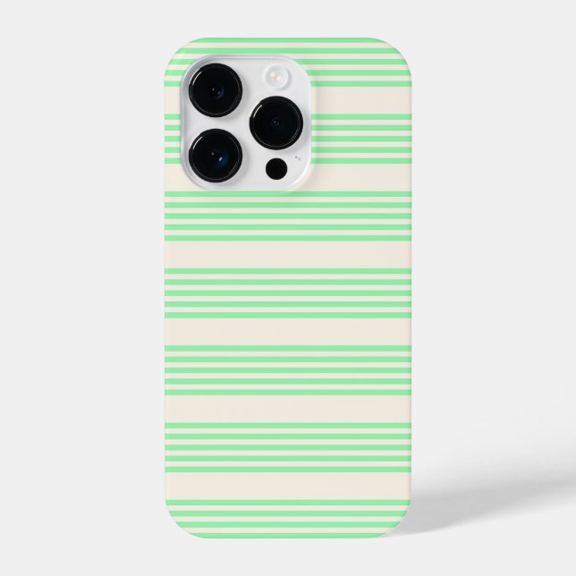 Green and beige five stripes pattern iPhone case (Back)