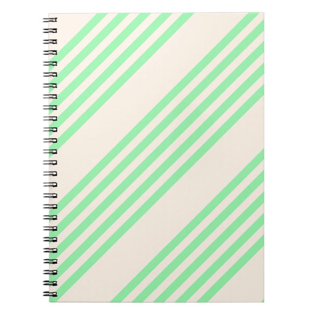 Green and beige five stripes pattern notebook (Front)