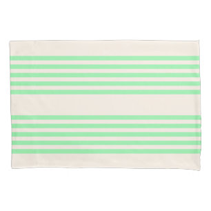 Green and beige five stripes pattern pillowcase