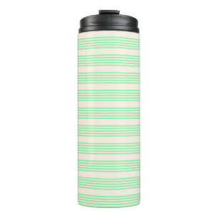Green and beige five stripes pattern thermal tumbler