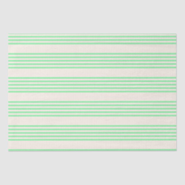 Green and beige five stripes pattern tissue paper (Front)