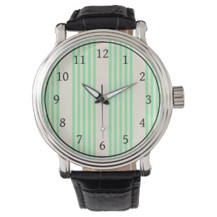 Green and beige five stripes pattern watch