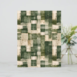 Green and Beige Grunge Plaid