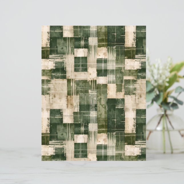 Green and Beige Grunge Plaid (Standing Front)