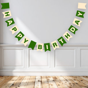 Green and Beige Happy Birthday Bunting