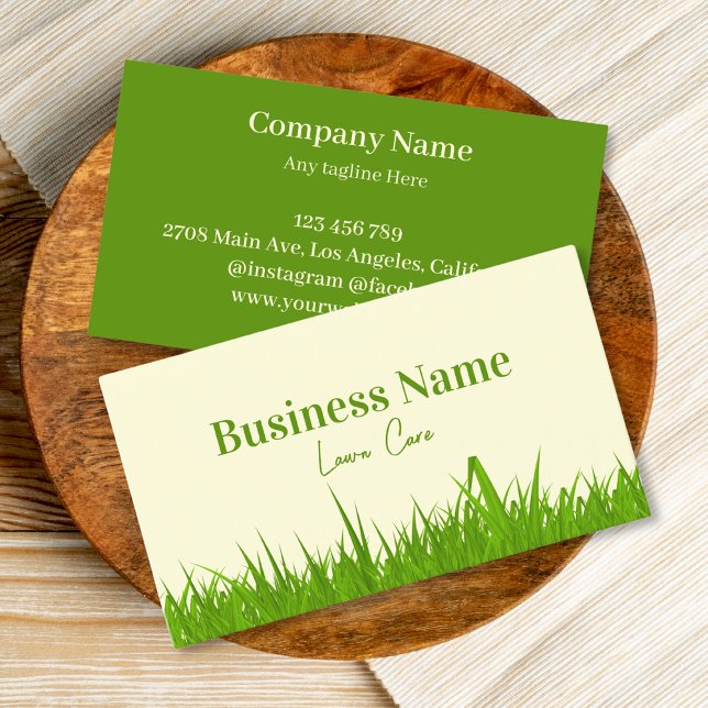 Green And Beige Lawn Care  Business Card (Creator Uploaded)