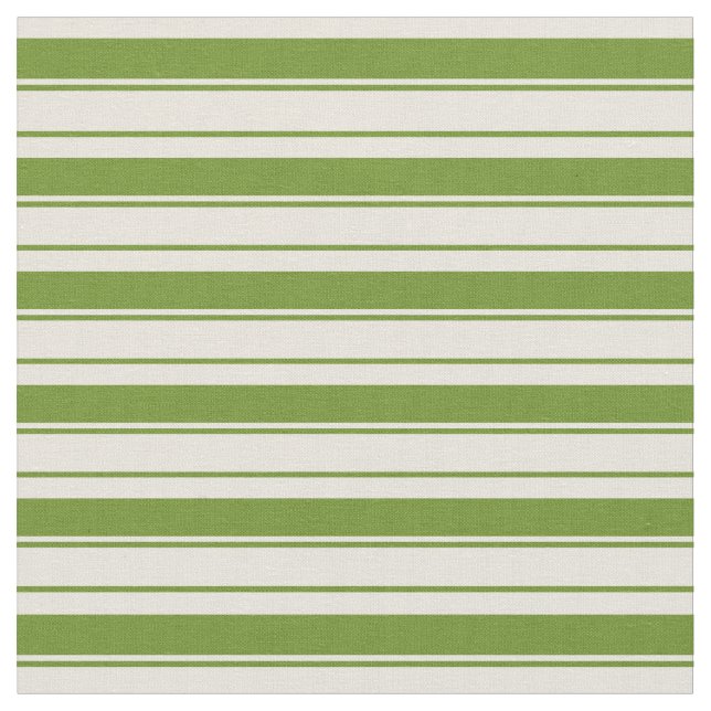 Green and Beige Striped Pattern Fabric (Close Up)