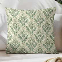 Green and Beige Vintage Botanical Flowers Pattern